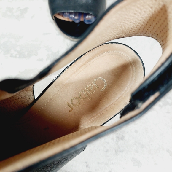 NEW Gabor Black Leather Slip On Block Heel Ankle Bootie Sandals W251 - Picture 10 of 13